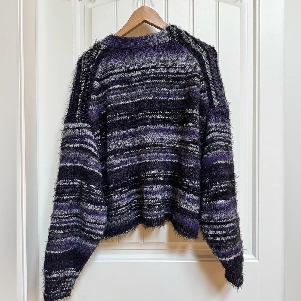 Babaton Donaldson Purple Açai Alpaca Wool Blend Oversized Fluffy Cardigan Size S - Picture 5 of 6